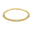 Dual Wheat Chain Bracelet With Diamond Stations in 14K Two Tone Gold