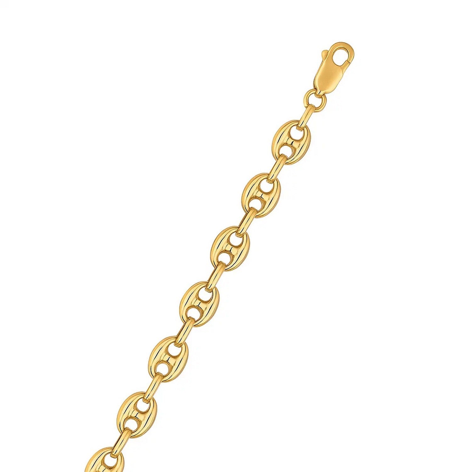 14K Gold Mariner Bracelet - Puffed 6.8mm Links