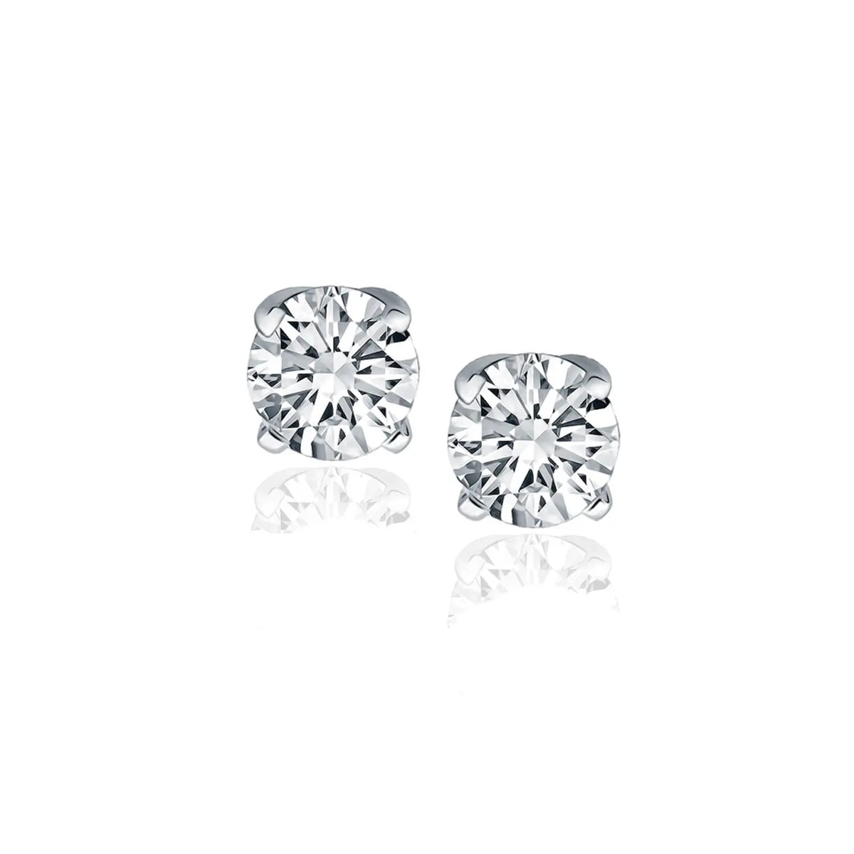 1.00ct Natural Diamond Stud Earrings in 14K White Gold, front view, DEEVE
