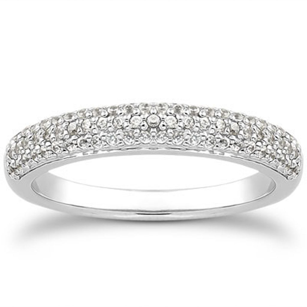 Micro-Pavé Diamond Wedding Band in 14K White Gold, 3.1 mm