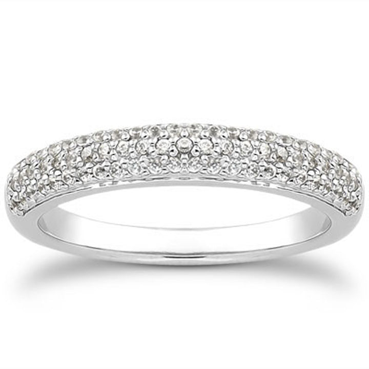 Micro-Pavé Diamond Wedding Band in 14K White Gold, 3.1 mm