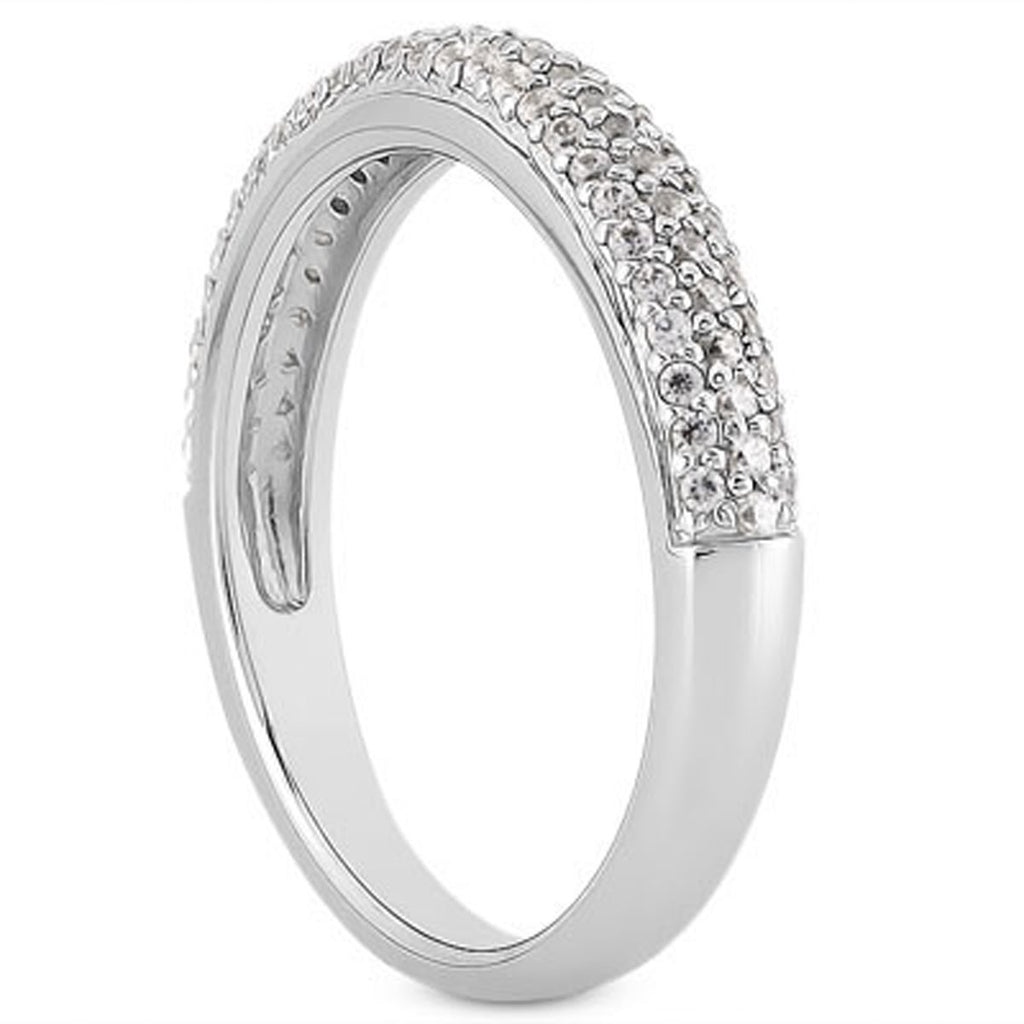 Micro-Pavé Diamond Wedding Band in 14K White Gold, 3.1 mm