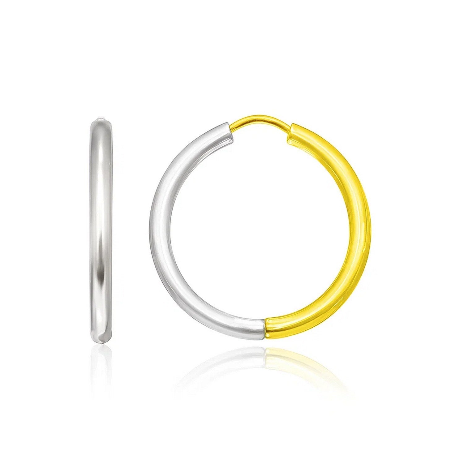 14K Two Tone Gold Hoop Earrings | 14K Gold