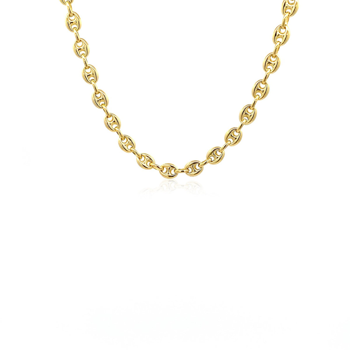 Puffed mariner link chain necklace in 14K yellow gold, 4.70mm