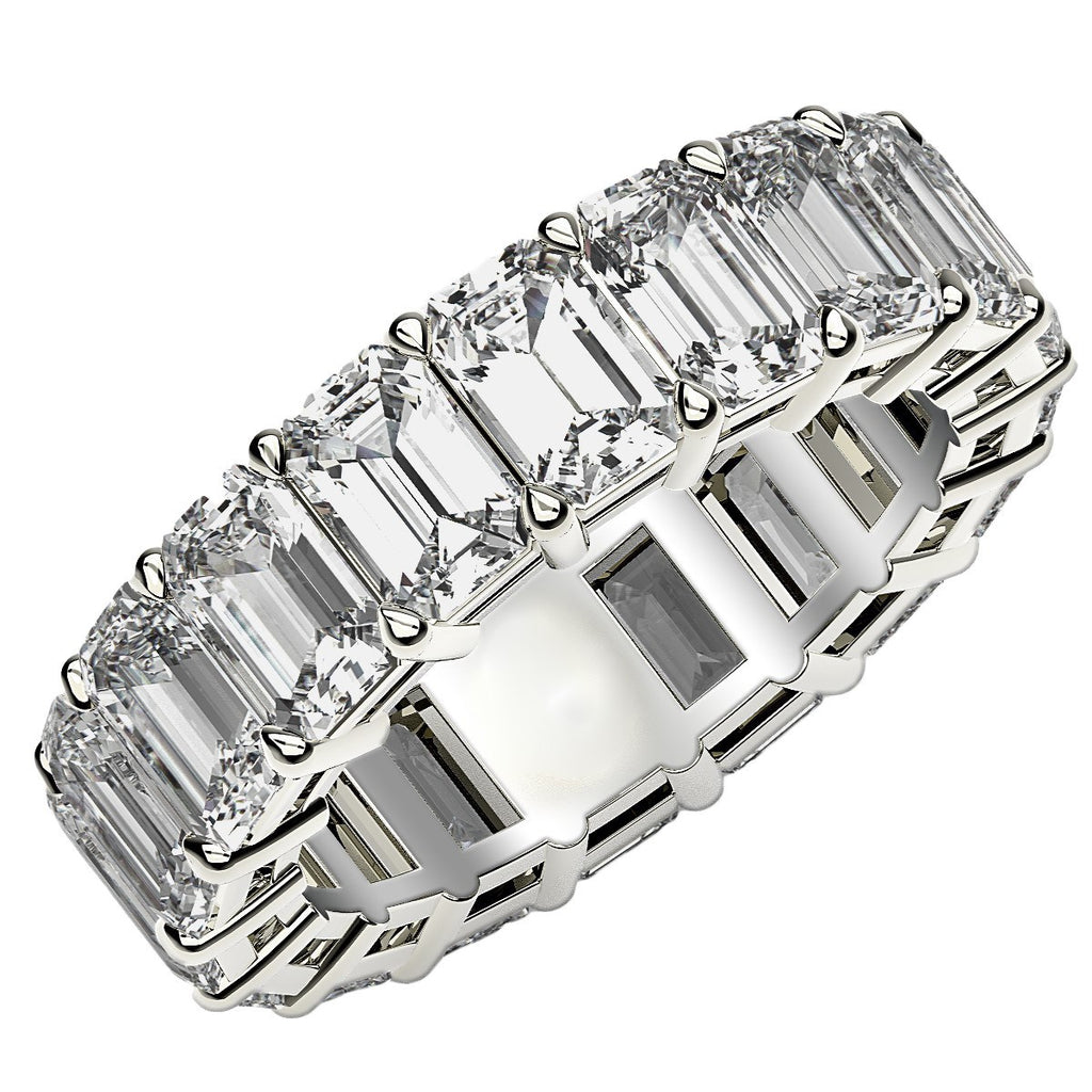 8.00 ct Emerald Cut Lab Grown Diamond Eternity Ring in 14K White Gold