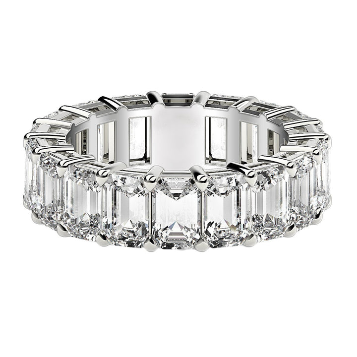 8.00 ct Emerald Cut Lab Grown Diamond Eternity Ring in 14K White Gold