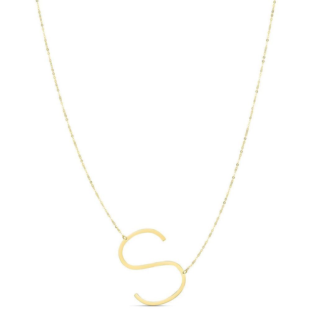 14K Yellow Gold Yours Truly Large Initial S Necklace