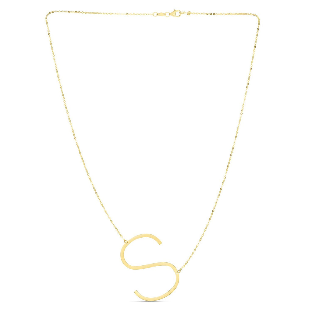 14K Yellow Gold Yours Truly Large Initial S Necklace