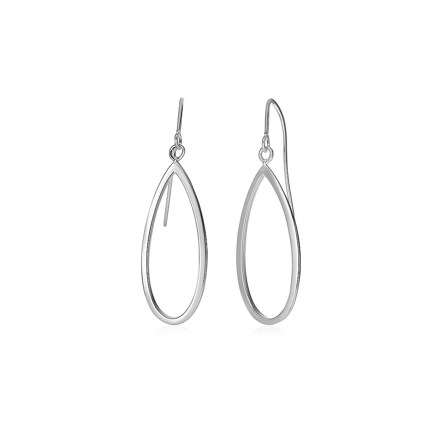 Open Teardrop Dangle Earrings in 14K White Gold
