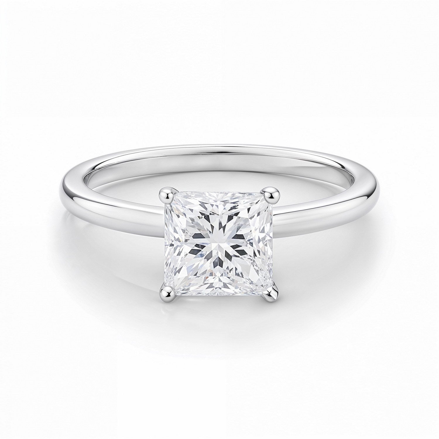 1 Carat Princess Lab Grown IGI G/VS1 Diamond Solitaire Ring in 14K White Gold