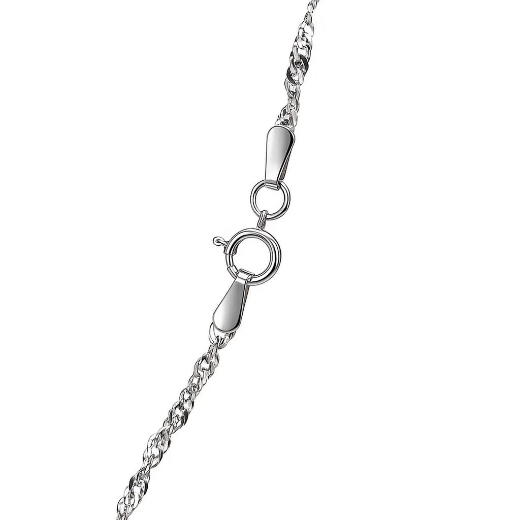 Spring ring clasp on the 1.80mm Singapore chain in 14K white gold