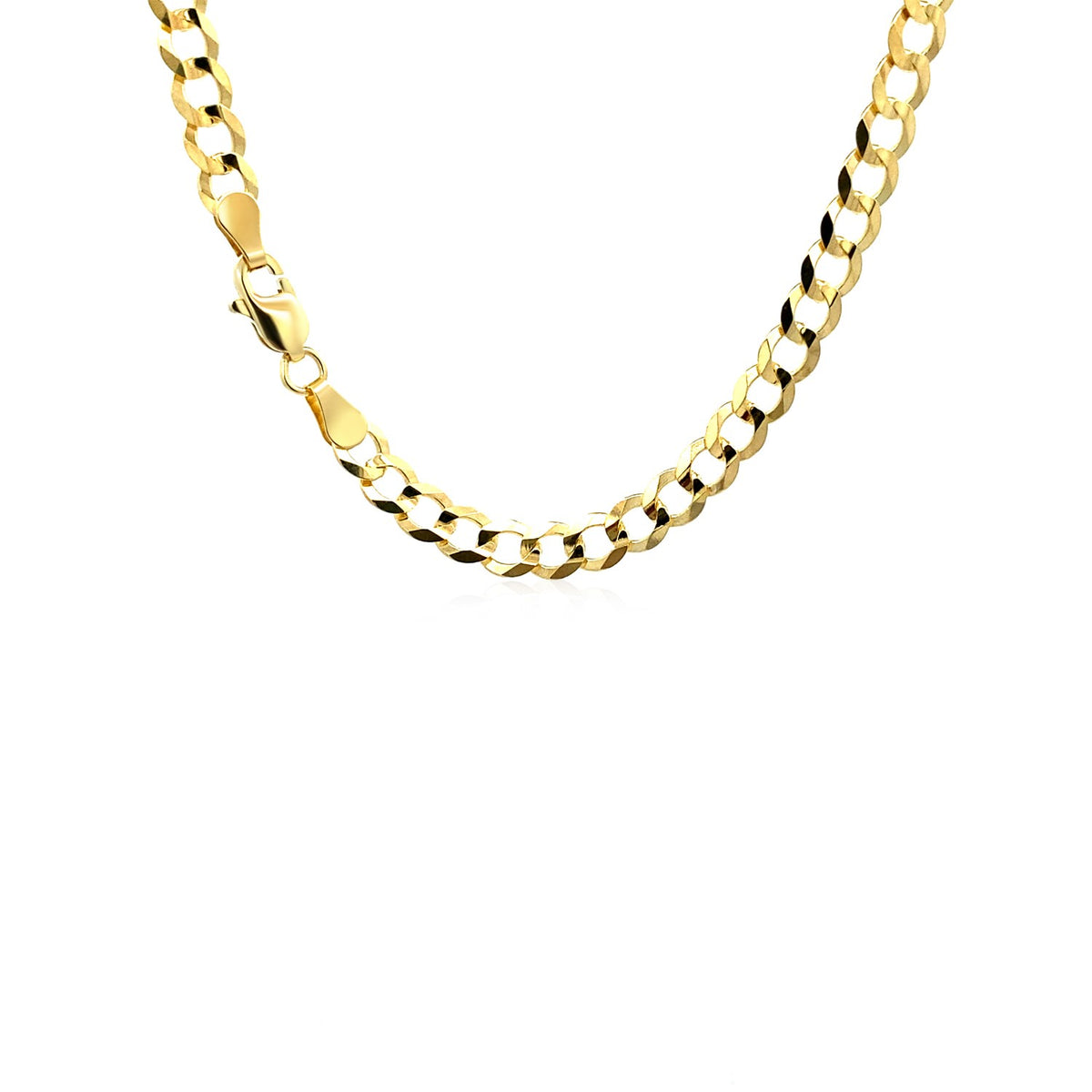 Curb chain in 14K yellow gold with the lobster clasp at the side