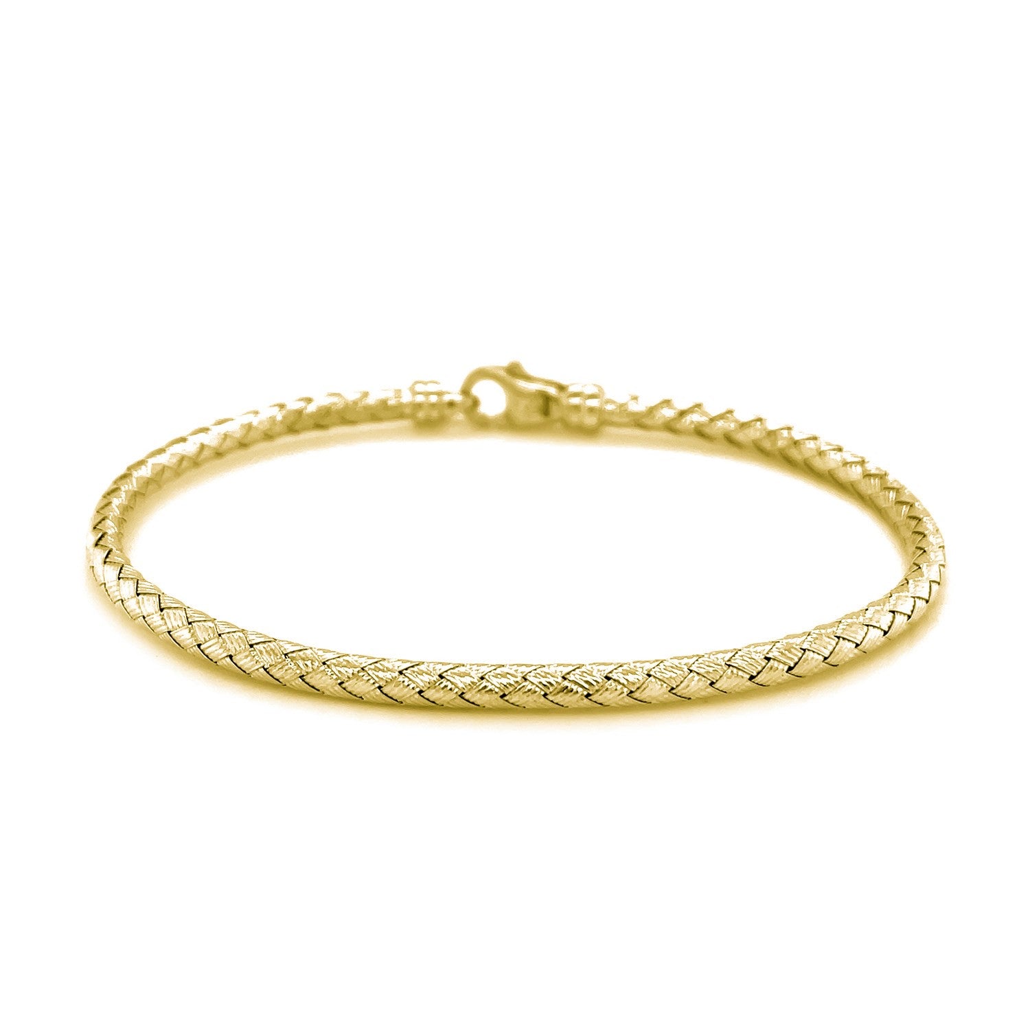 14K Gold Bangle - 3.0mm Fancy Weave Design