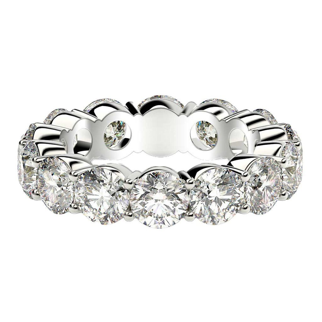 6.00ct Round Lab Grown Diamond Eternity Ring 14K White Gold — Top View, DEEVE