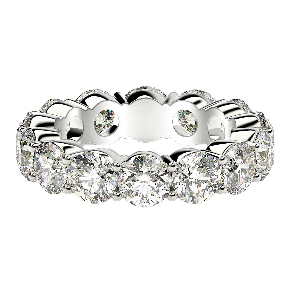 6.00ct Round Lab Grown Diamond Eternity Ring 14K White Gold — Top View, DEEVE