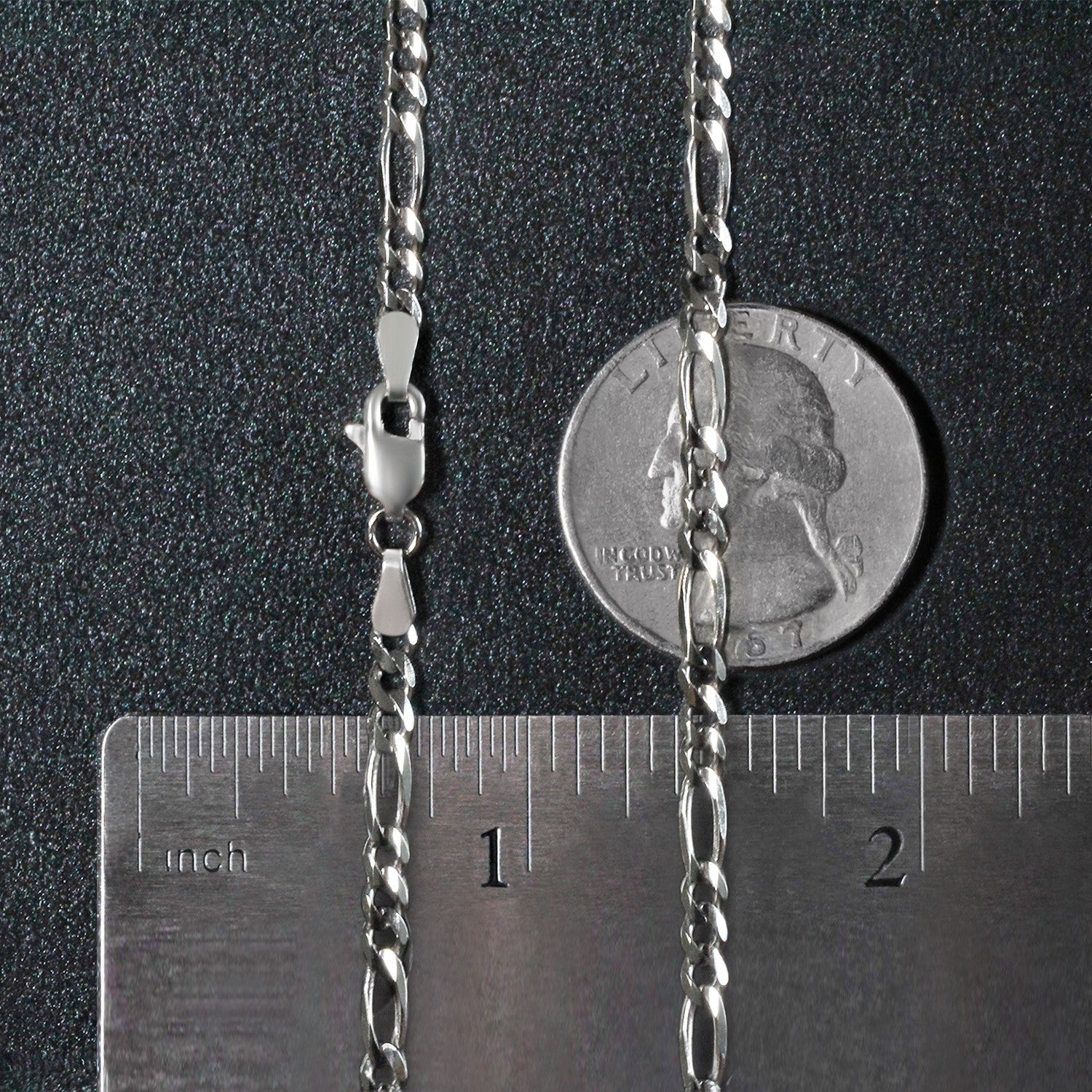 Solid Figaro chain necklace in 14K white gold, 3.00mm