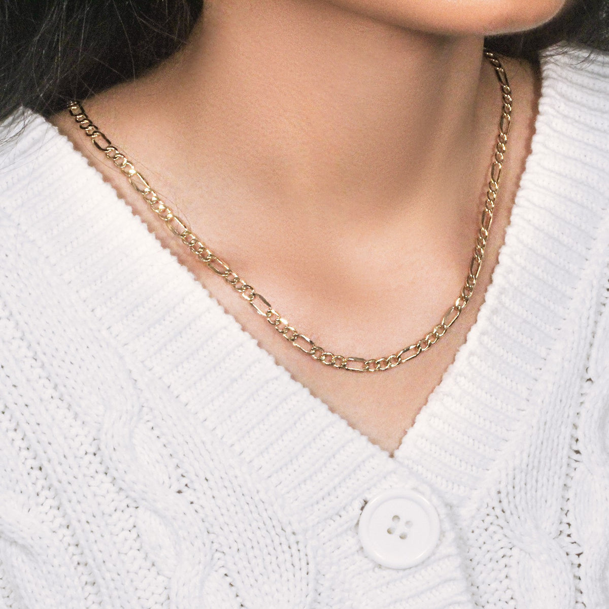 Figaro chain necklace in 14K yellow gold, 4.70mm