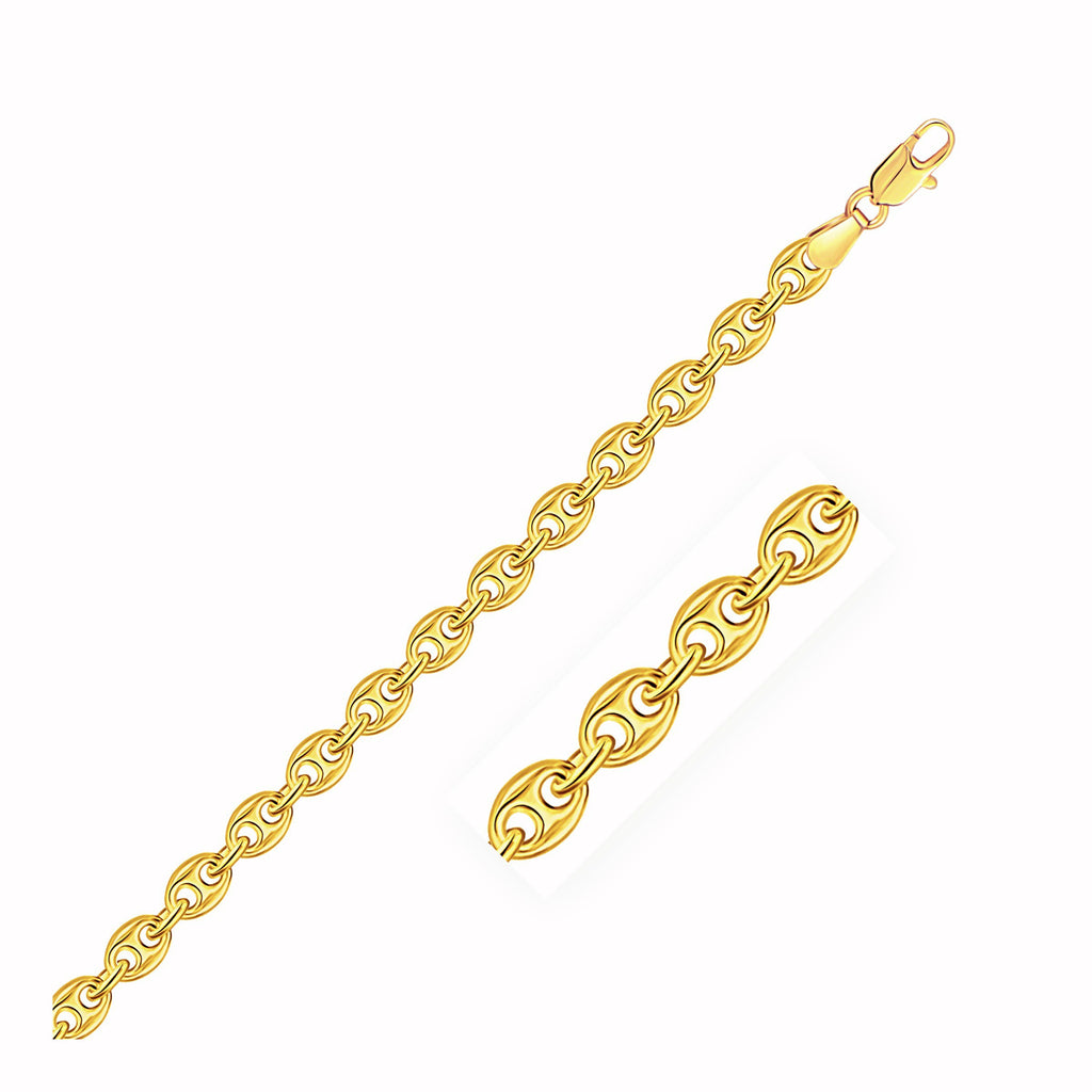 14K Yellow Gold Puffed Mariner Link Bracelet