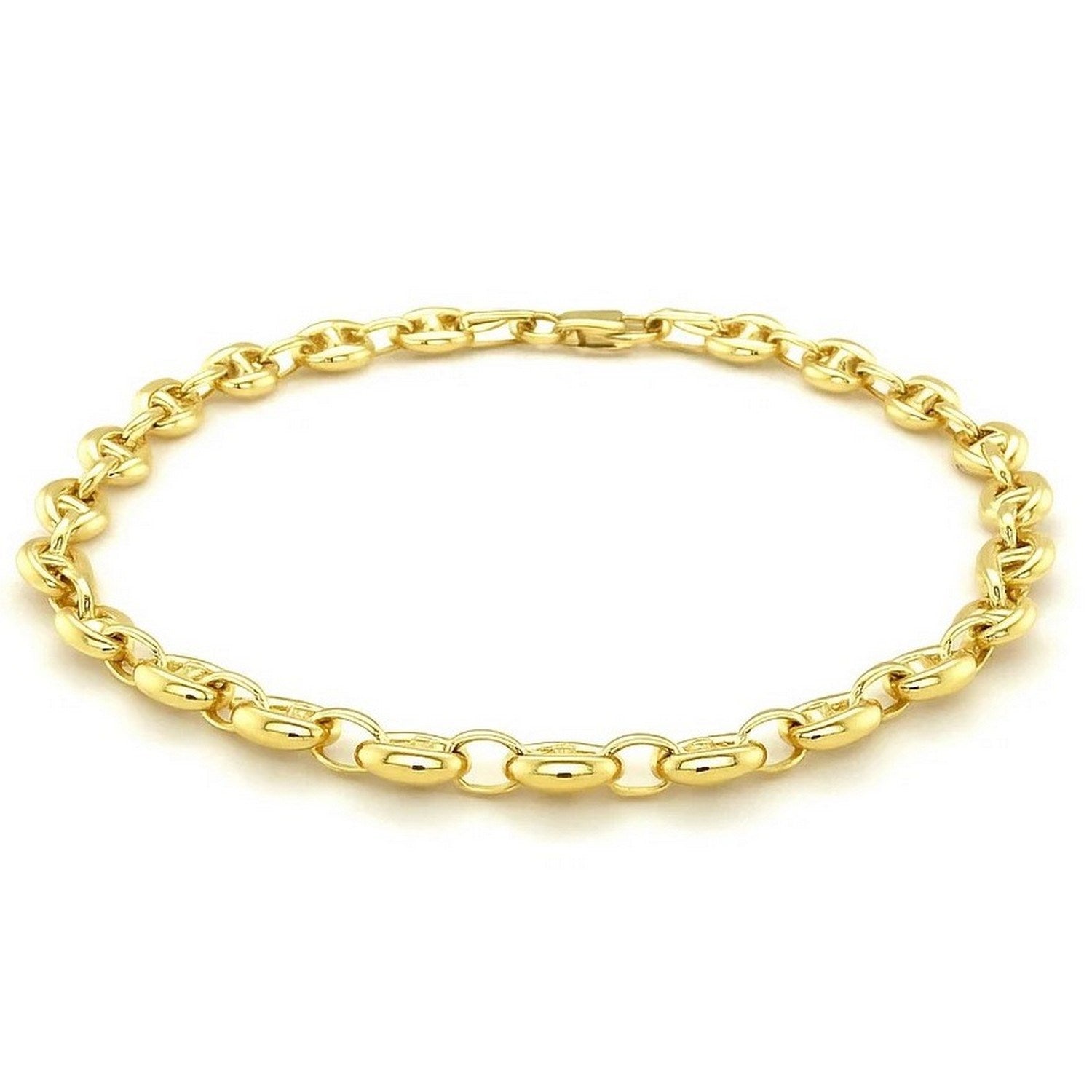 14K Yellow Gold Puffed Mariner Link Bracelet