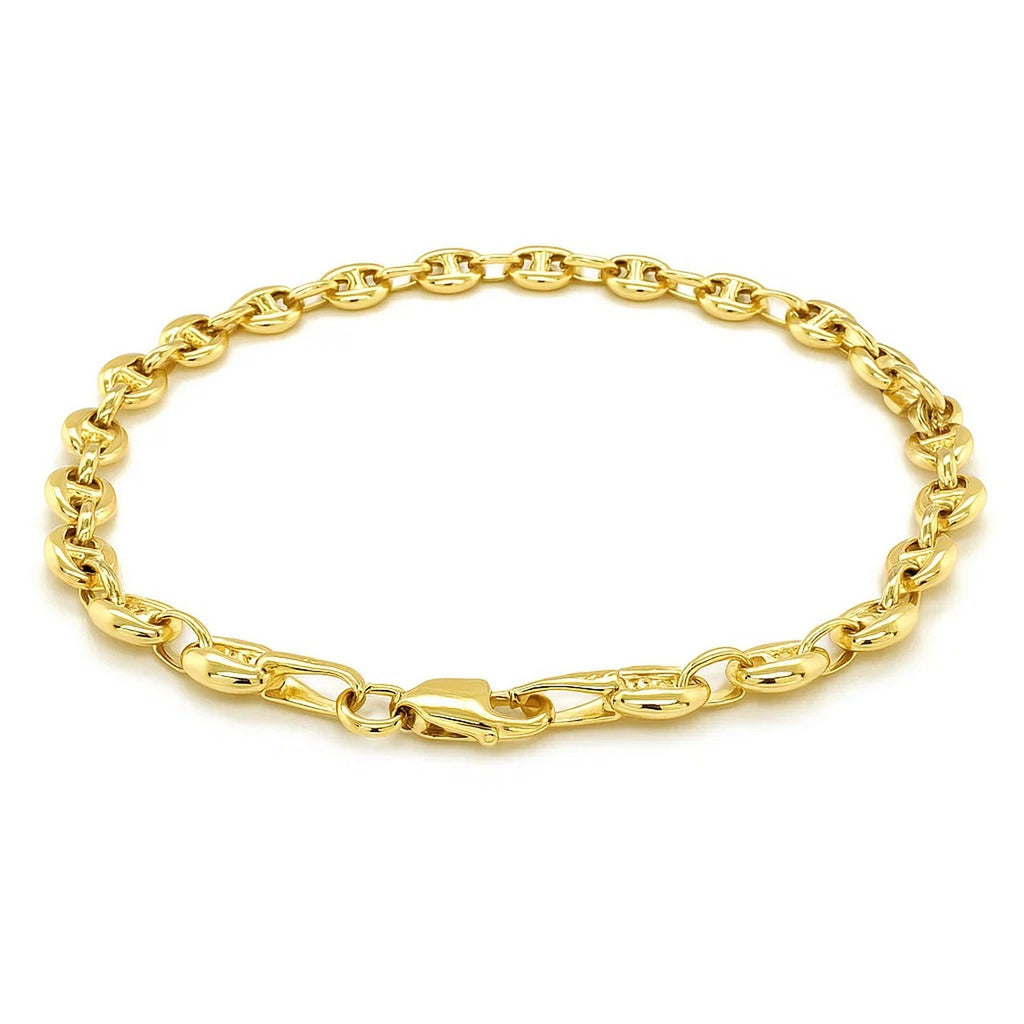 14K Yellow Gold Puffed Mariner Link Bracelet