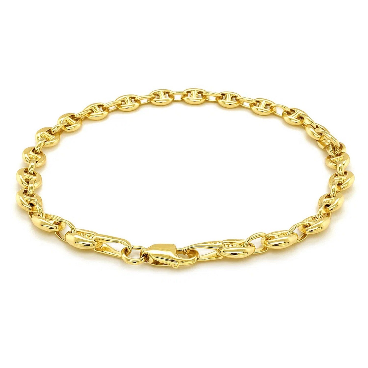 14K Yellow Gold Puffed Mariner Link Bracelet