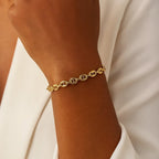 14K Yellow Gold Puffed Mariner Link Bracelet