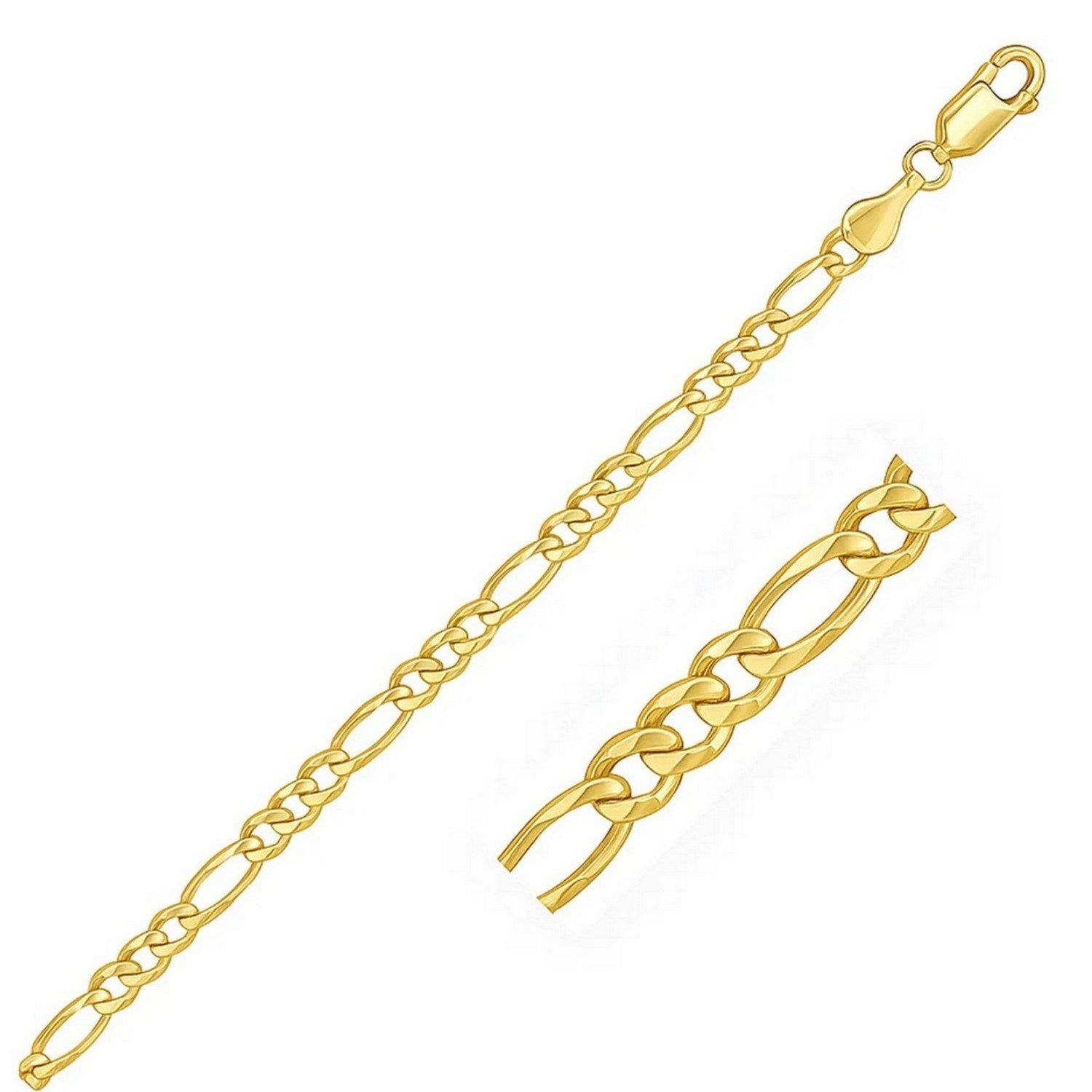 Solid Figaro Chain Necklace in 14K Yellow Gold | 4.50mm