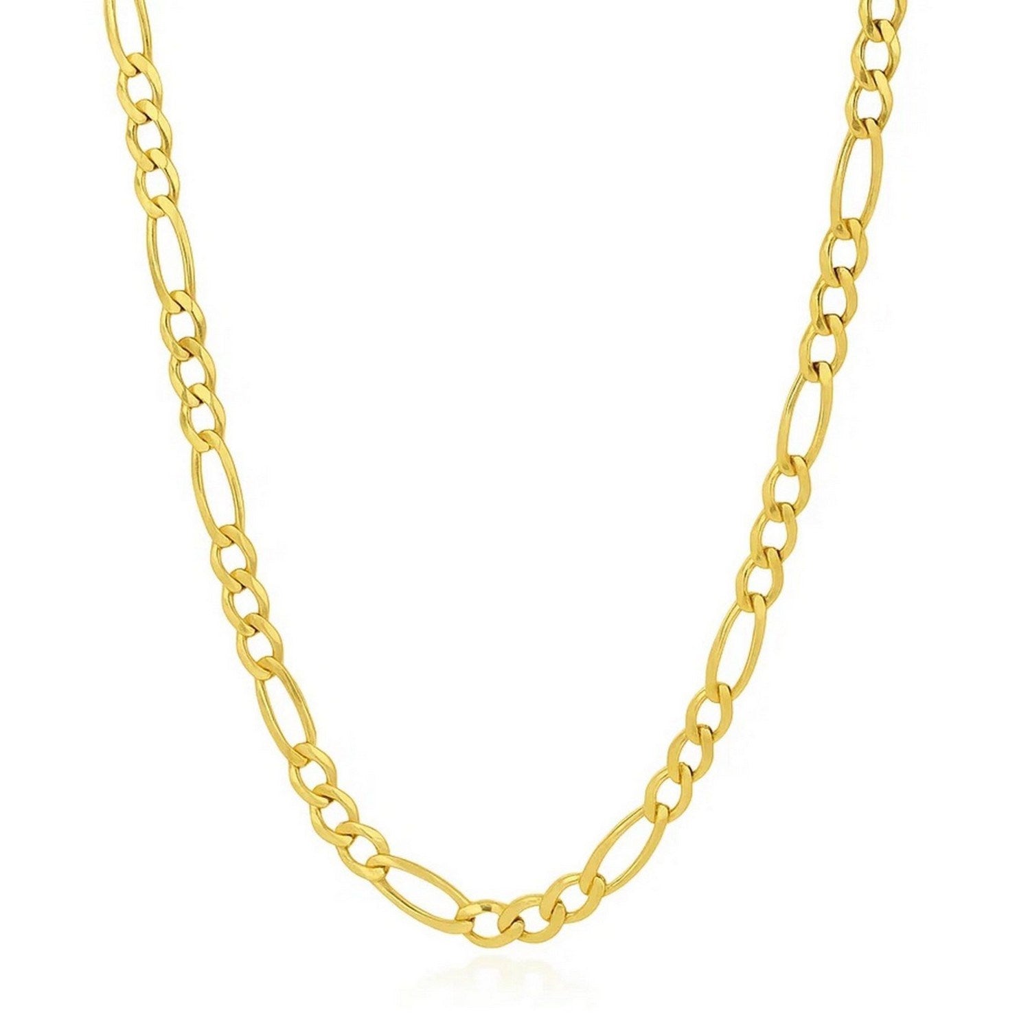Solid Figaro Chain Necklace in 14K Yellow Gold | 4.50mm