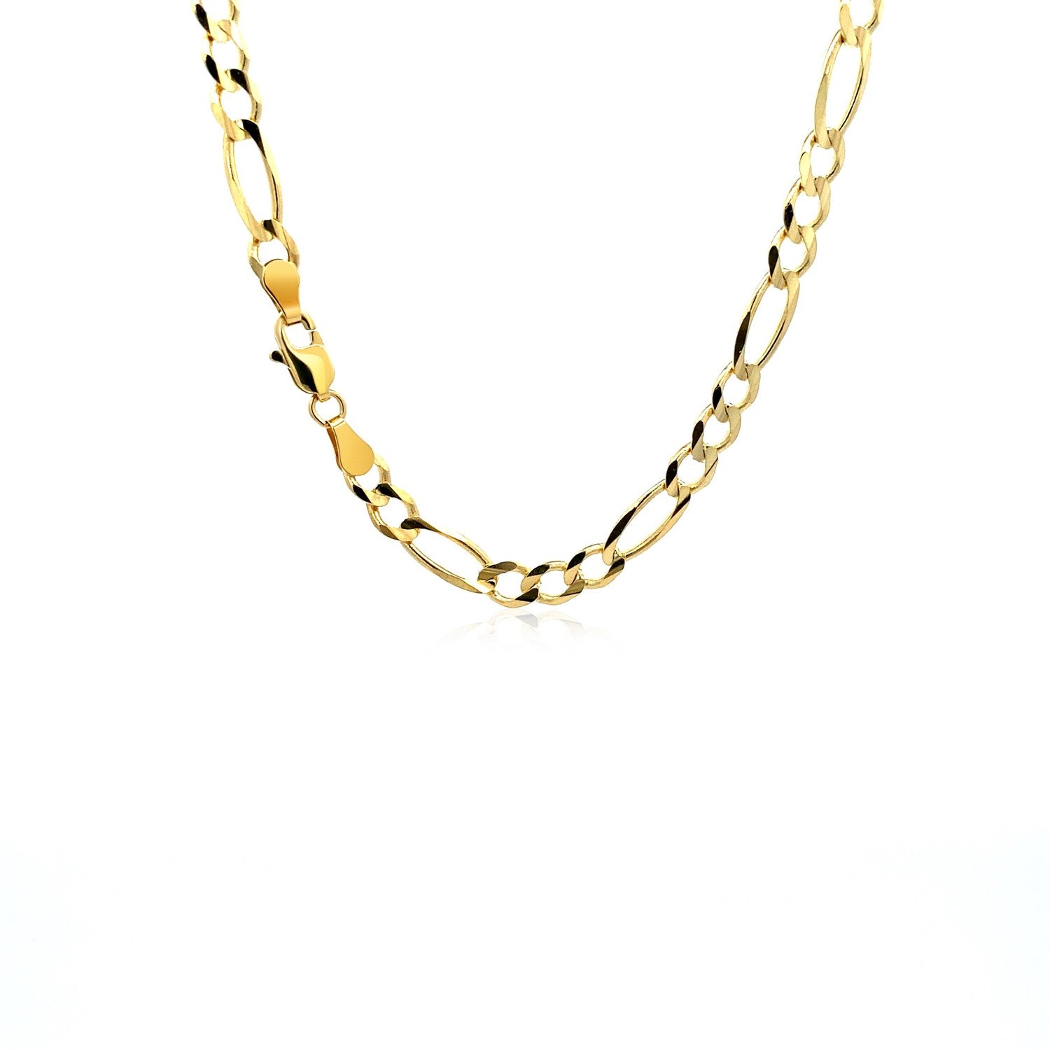 Solid Figaro Chain Necklace in 14K Yellow Gold | 4.50mm