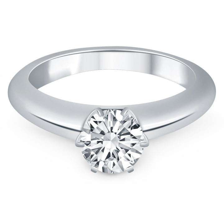 Round Cut Diamond Engagement Ring in 14K White Gold | Solitaire Cathedral | 0.50 ct
