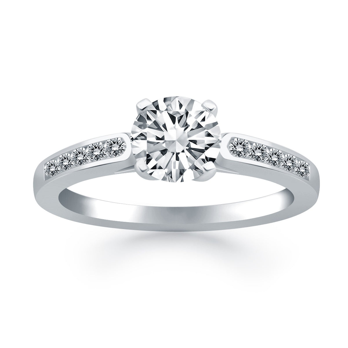 Cathedral Diamond Engagement Ring in 14K White Gold | 0.70 cttw
