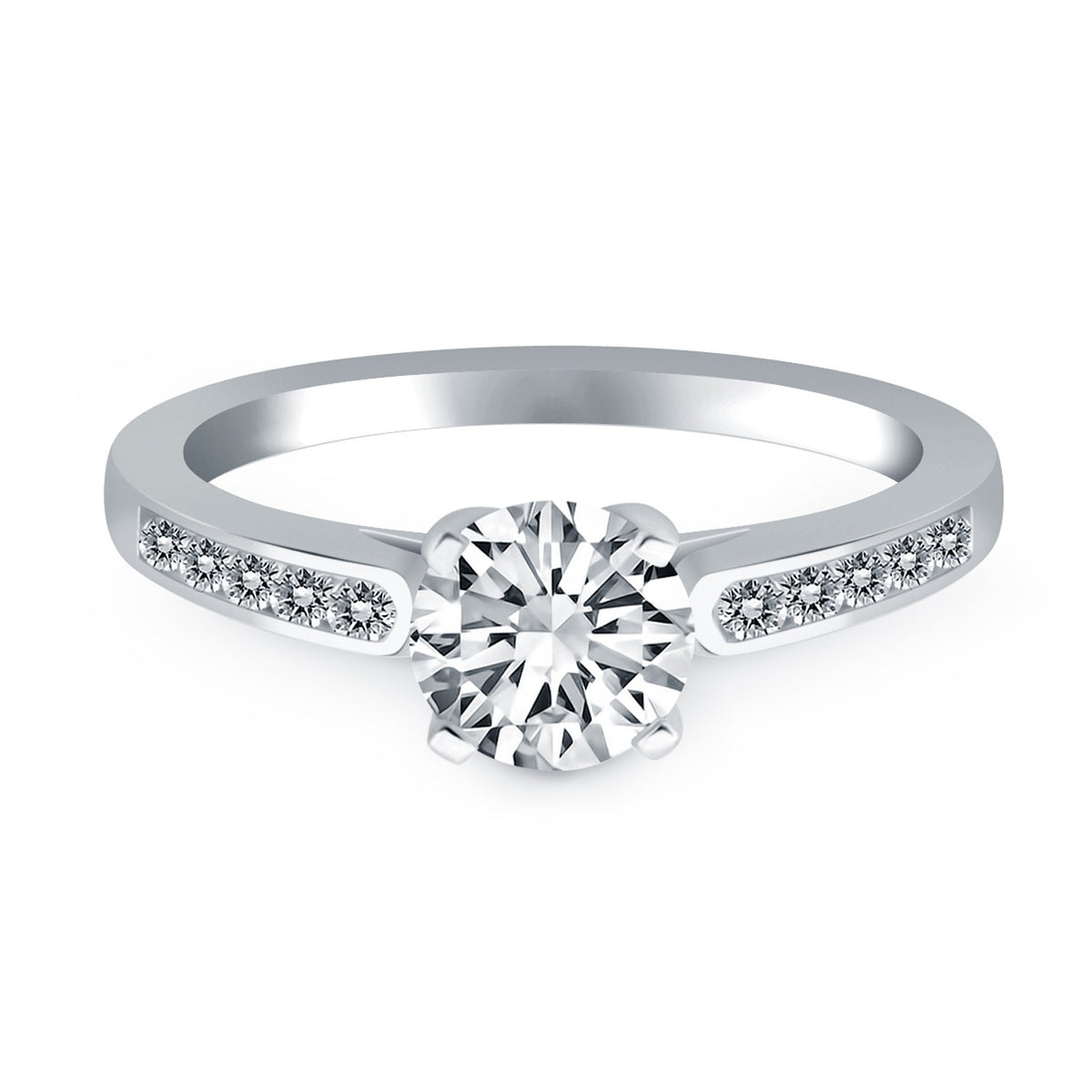 Cathedral Diamond Engagement Ring in 14K White Gold | 0.70 cttw