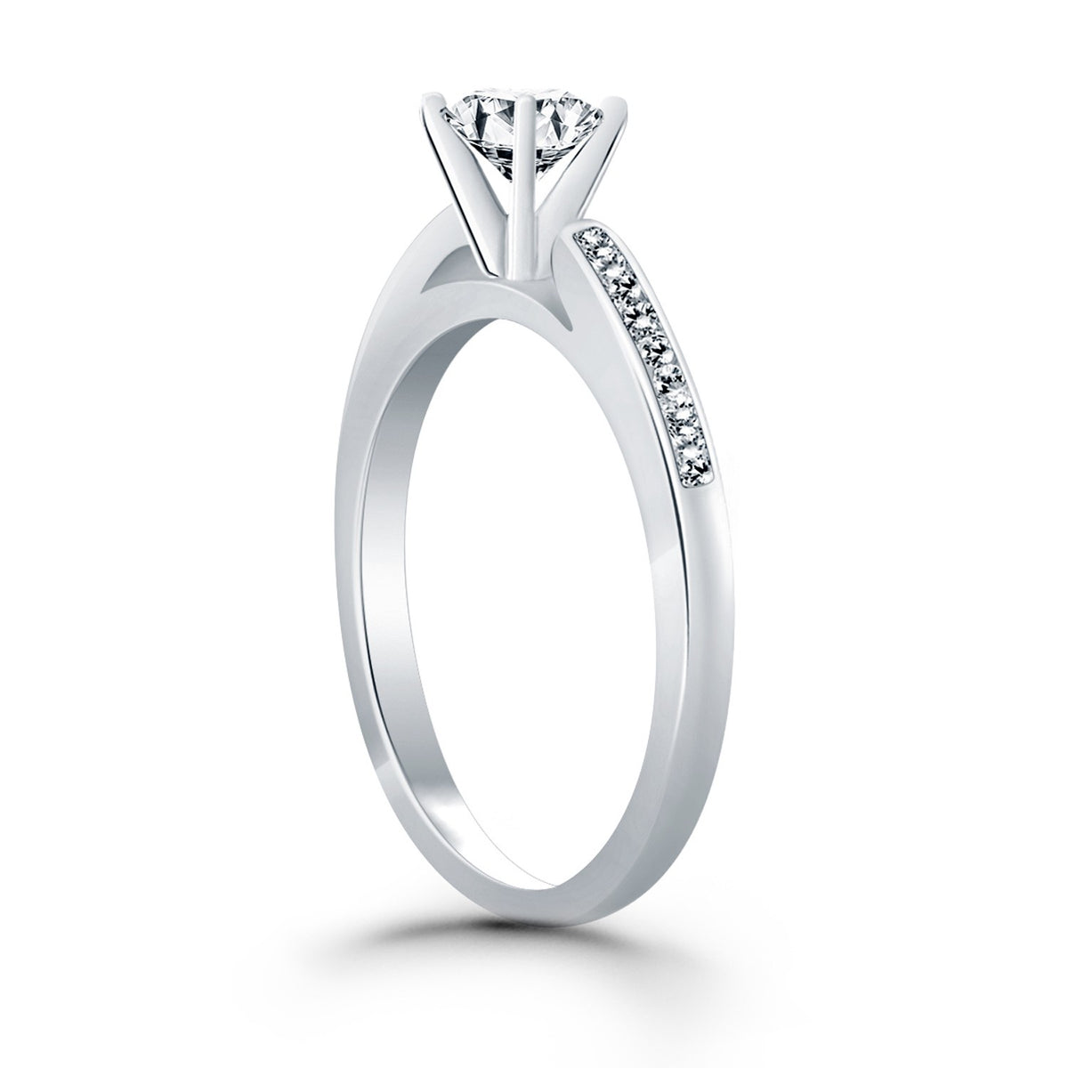 Cathedral Diamond Engagement Ring in 14K White Gold | 0.70 cttw