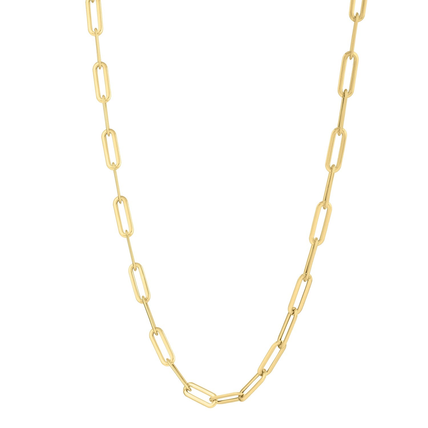 Domed Paperclip Link Necklace in 14K Yellow Gold