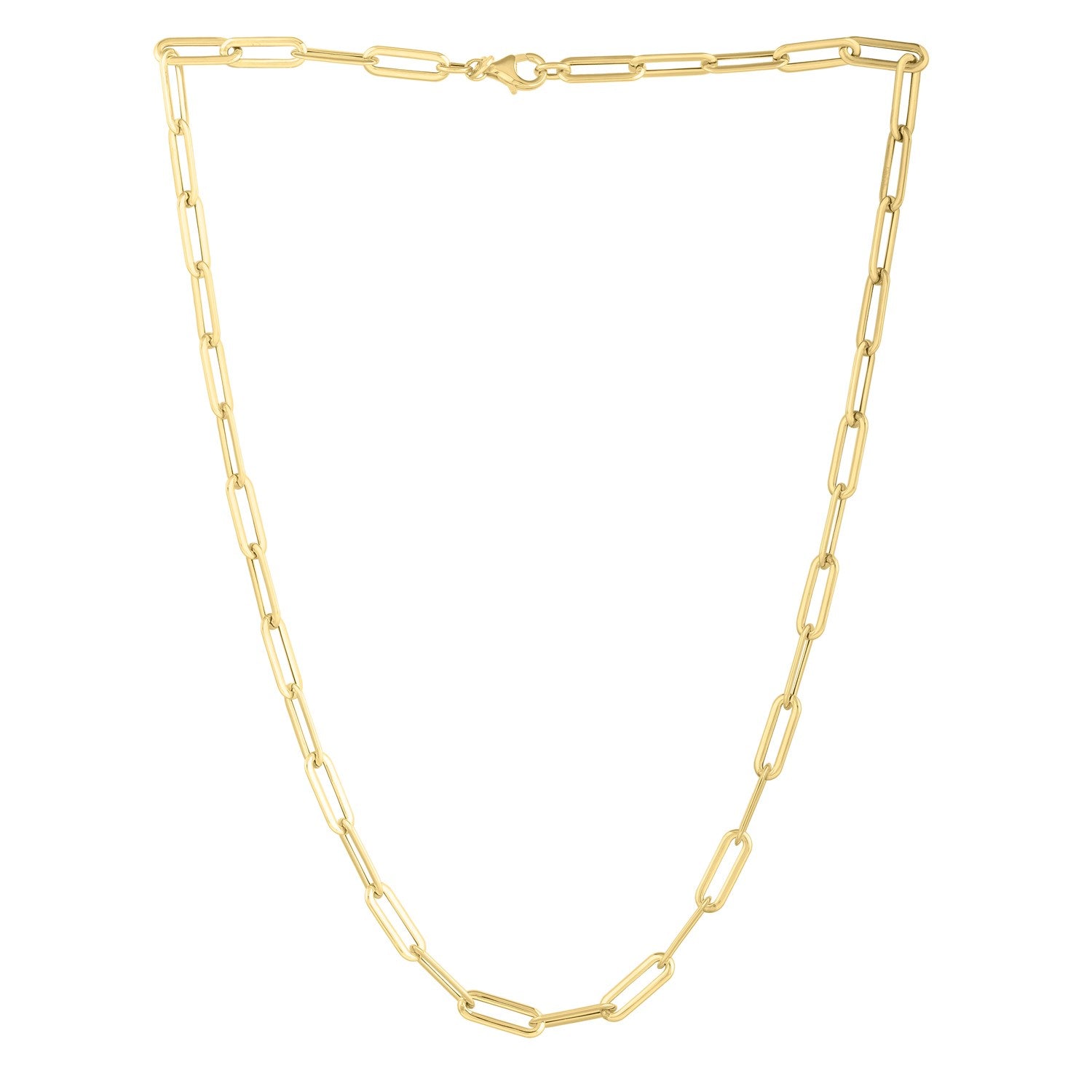 Domed Paperclip Link Necklace in 14K Yellow Gold