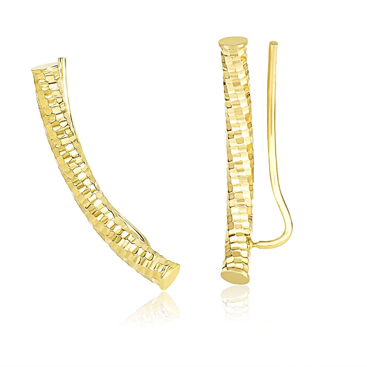 Diamond Cut Spiral Tube Earrings in 14K Yellow Gold