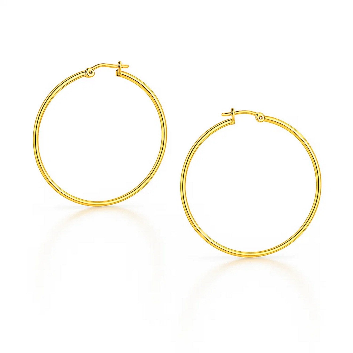 Classic Polished Hoop Earrings in 14K Gold | 3x25mm