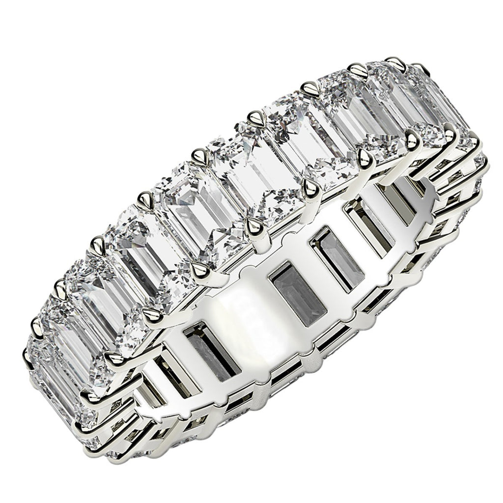 5.00ct Emerald Cut Lab Grown Diamond Eternity Ring — Side Profile, Prong Set, DEEVE