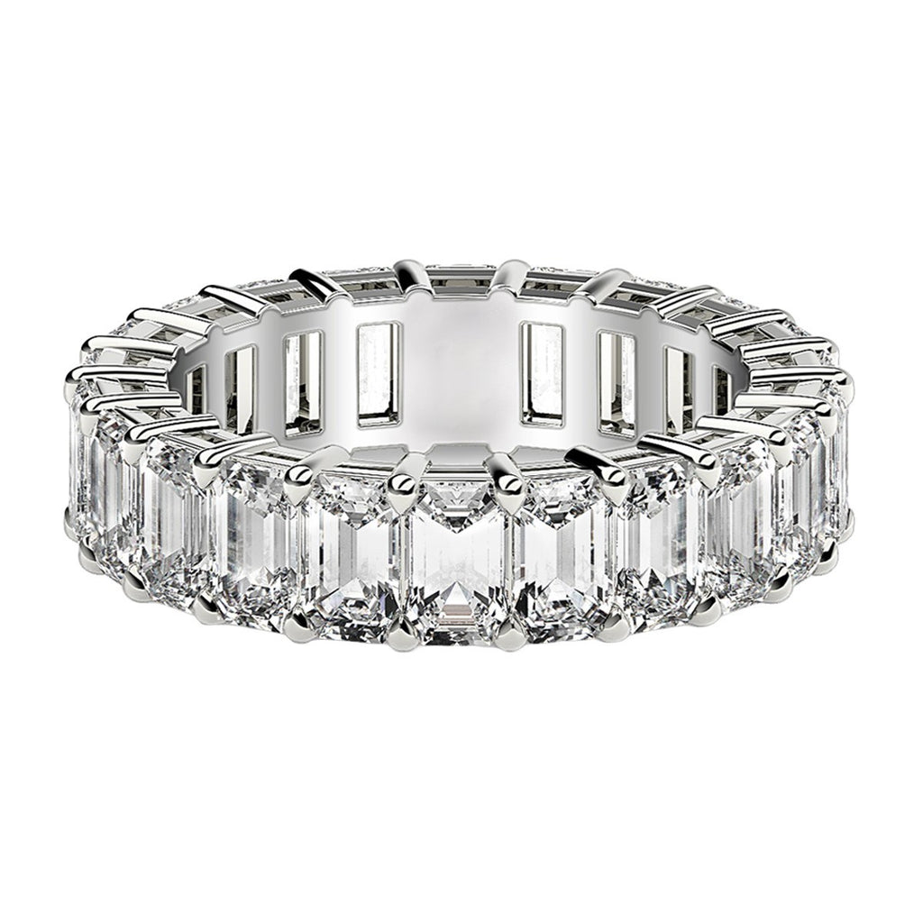 5.00ct Emerald Cut Lab Grown Diamond Eternity Ring 14K White Gold — Top View, DEEVE