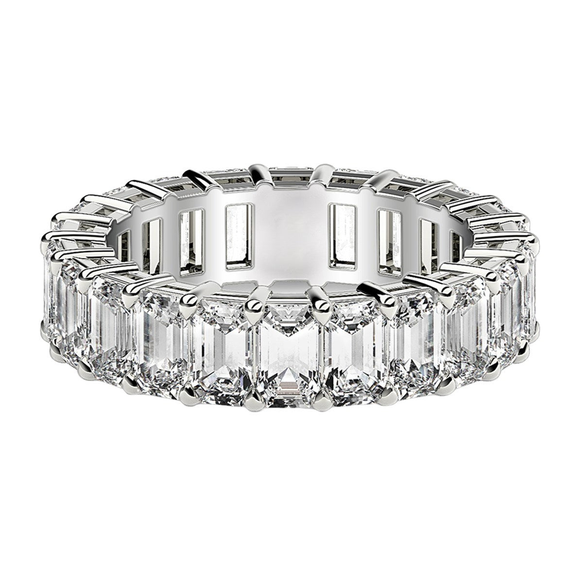 5.00ct Emerald Cut Lab Grown Diamond Eternity Ring 14K White Gold — Top View, DEEVE
