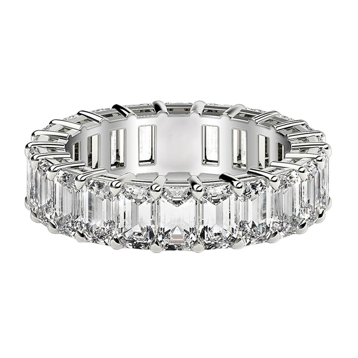 5.00ct Emerald Cut Lab Grown Diamond Eternity Ring 14K White Gold — Top View, DEEVE