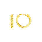 Textured Petite Round Hoop Earrings | 14K Gold