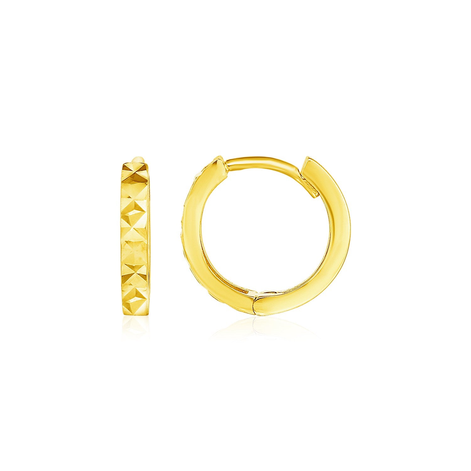 Textured Petite Round Hoop Earrings | 14K Gold