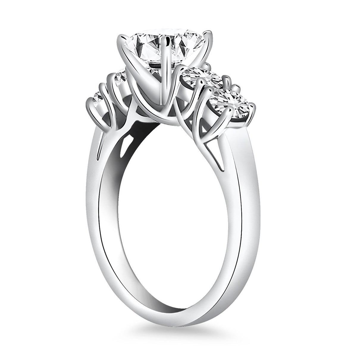 Five Stone Diamond Trellis Engagement Ring in 14K White Gold | 0.90 cttw
