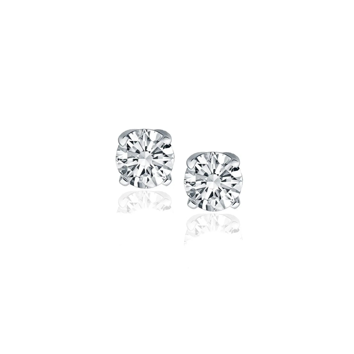 0.50ct Natural Diamond Stud Earrings in 14K White Gold, front view, DEEVE