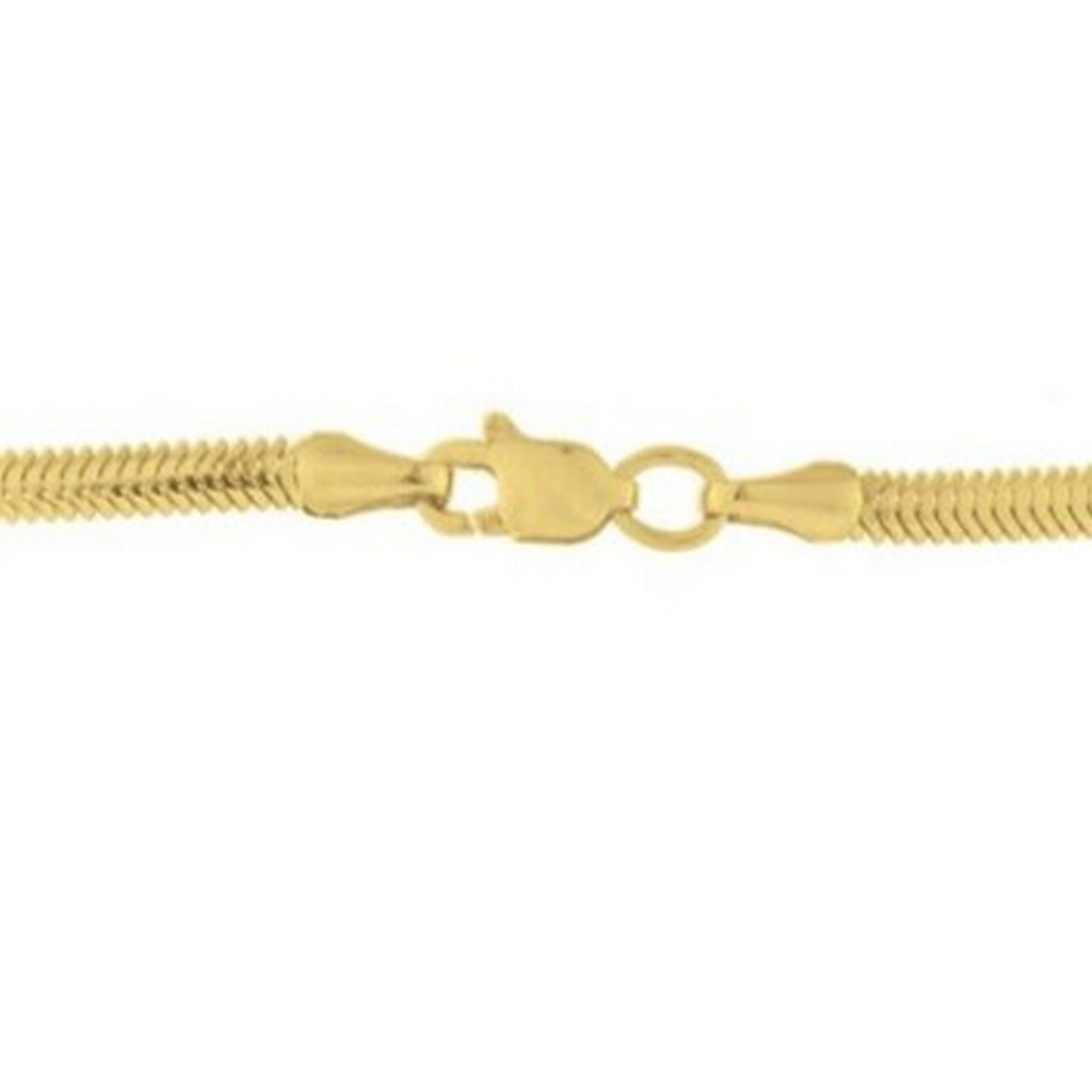 Lobster clasp on the 2.60mm snake chain in 14K yellow gold