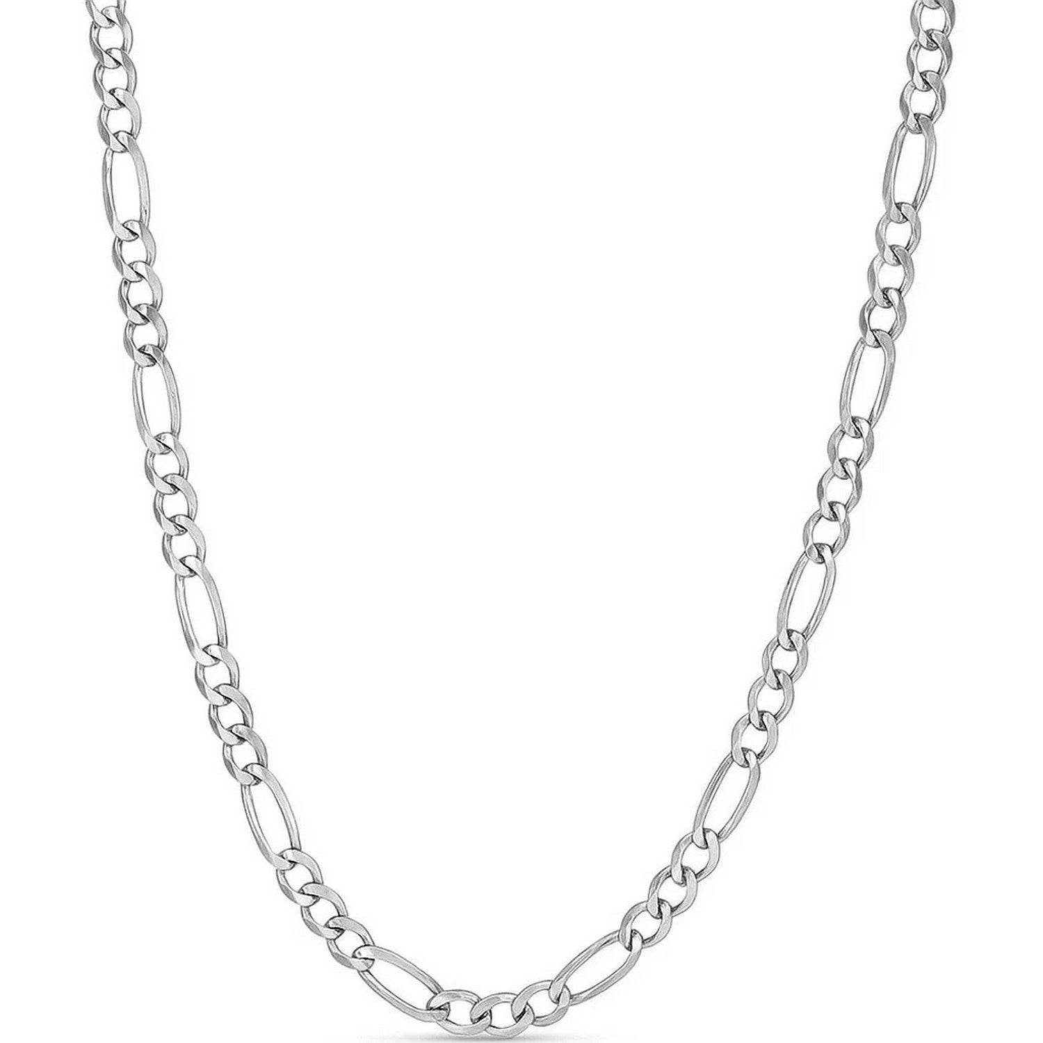 Solid Figaro Chain Necklace in 14K White Gold - 6.00mm