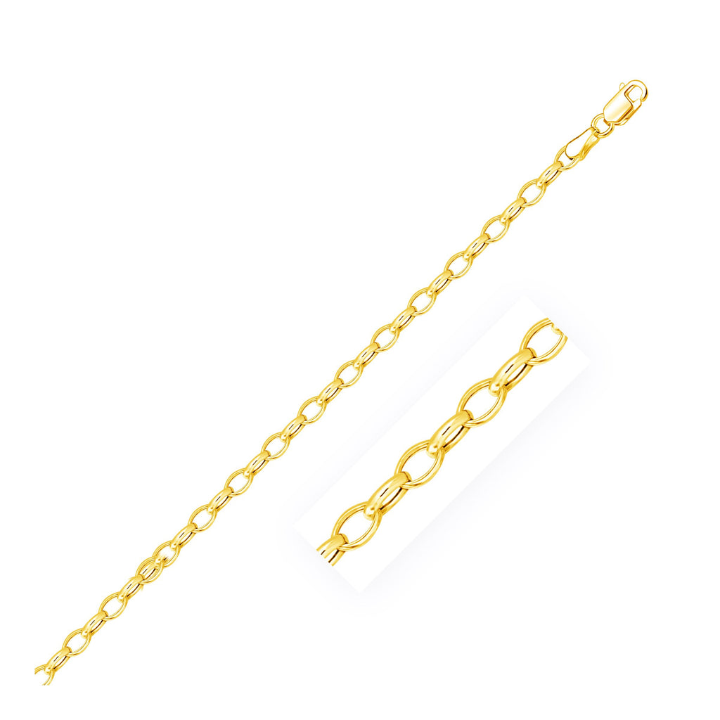 14K Yellow Gold Oval Rolo Bracelet