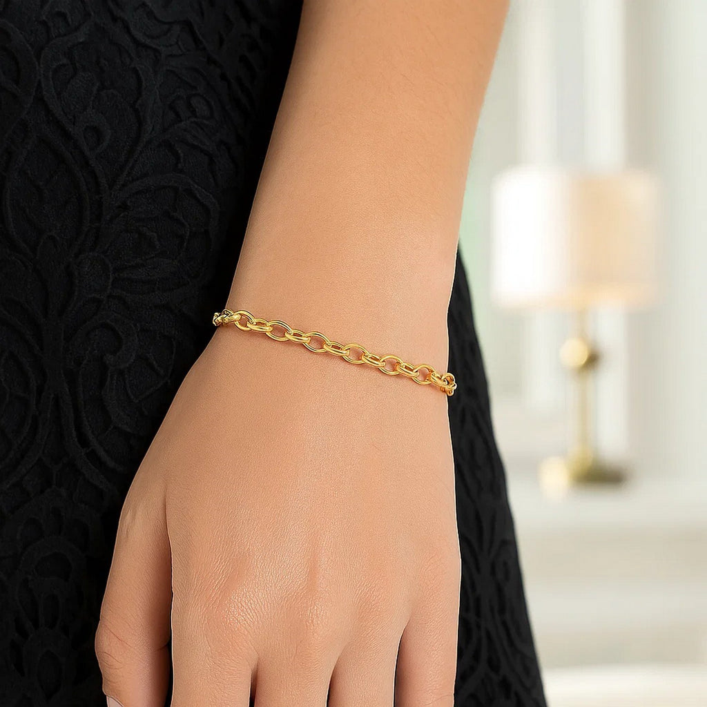14K Yellow Gold Oval Rolo Bracelet