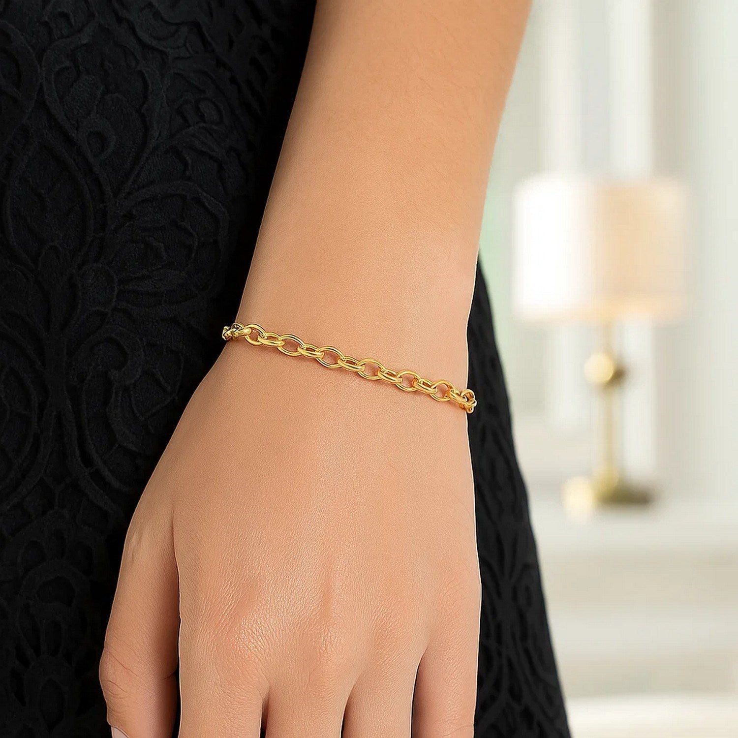 14K Yellow Gold Oval Rolo Bracelet